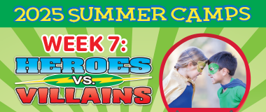 Summer camps 2025 heroes vs villains calendar 380x160